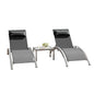Outdoor Chaise Lounge Aluminum Textilene Dark Gray Set of 3 5-Position 350 LB