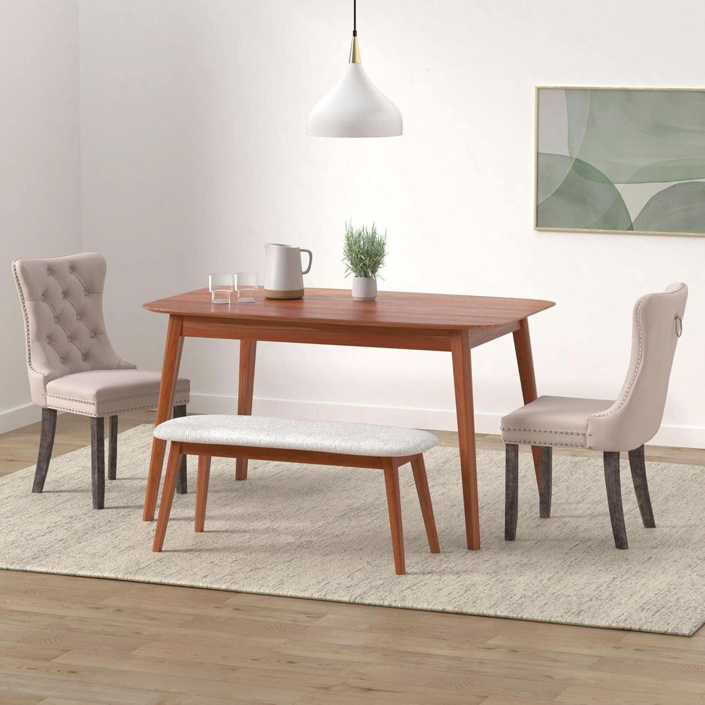 Velvet Wingback Dining Chairs Set Of 4 Beige Tufted