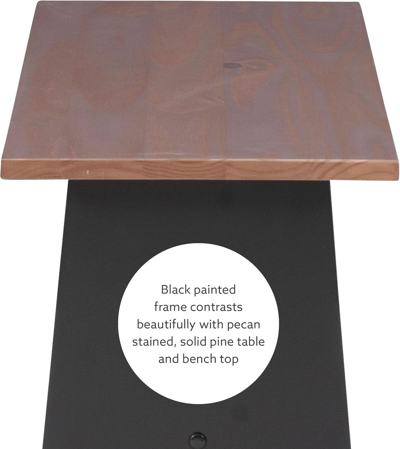 Black Pecan Five Seat Dining Set With Storage Benches