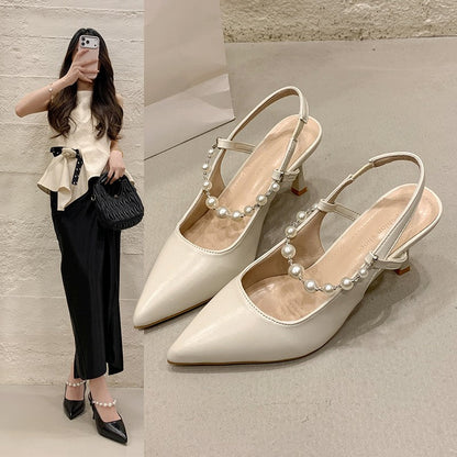 Women's Patent-Leather Pointed-Toe Stiletto Sandals