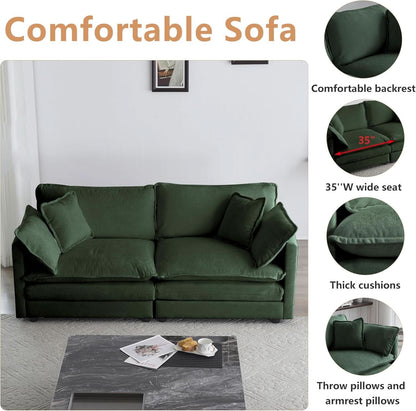 Two Piece Loveseat And Armchair Set In Evergreen Chenille