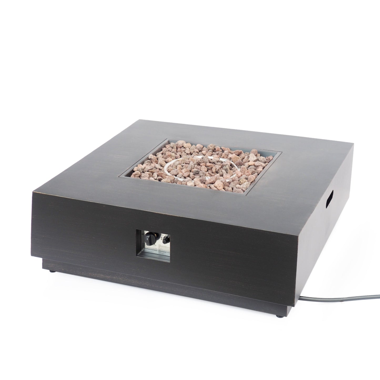 Stylish 40' Square Fire Pit in Brown and Gold Iron for Outdoor Warmth