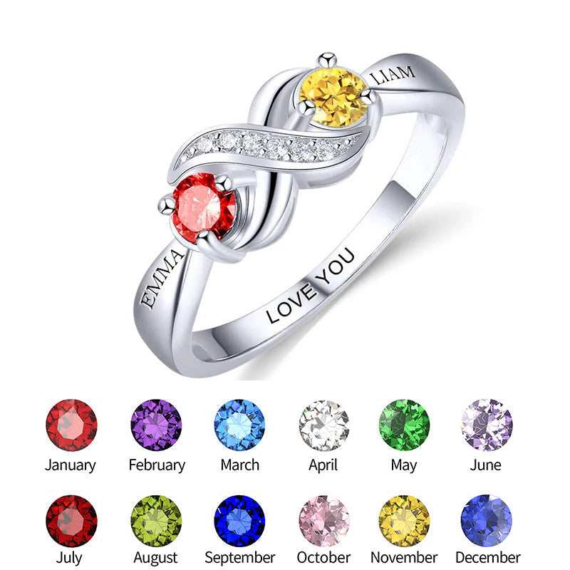 12th Birthday Stone Love Heart Ring Female