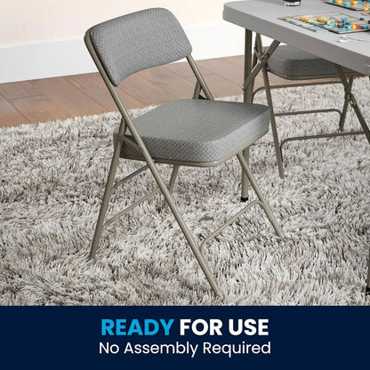 Gray Metal Folding Event Chairs With Cushioned Seats Set Of 2