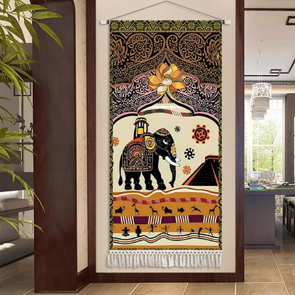 Thai Zen Elephant Fabric Wall Hanging Tapestry