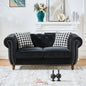 Loveseat Mid-Century Chesterfield Velvet Black 2 Seat Rolled Arms 67 In 450 LB