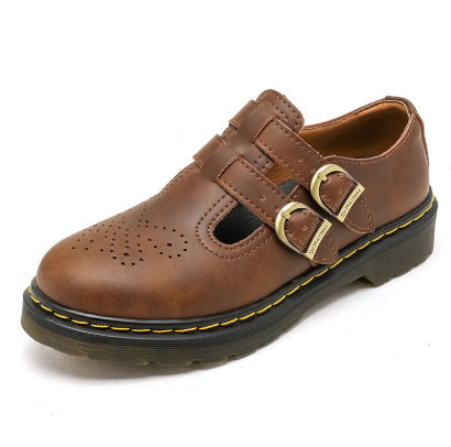 Women's British-style Square-button Retro Casual Loafie Shoes