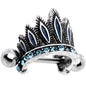 16G 1/4 Aqua Blue Tribal Headdress Helix Cuff Cartilage Earring