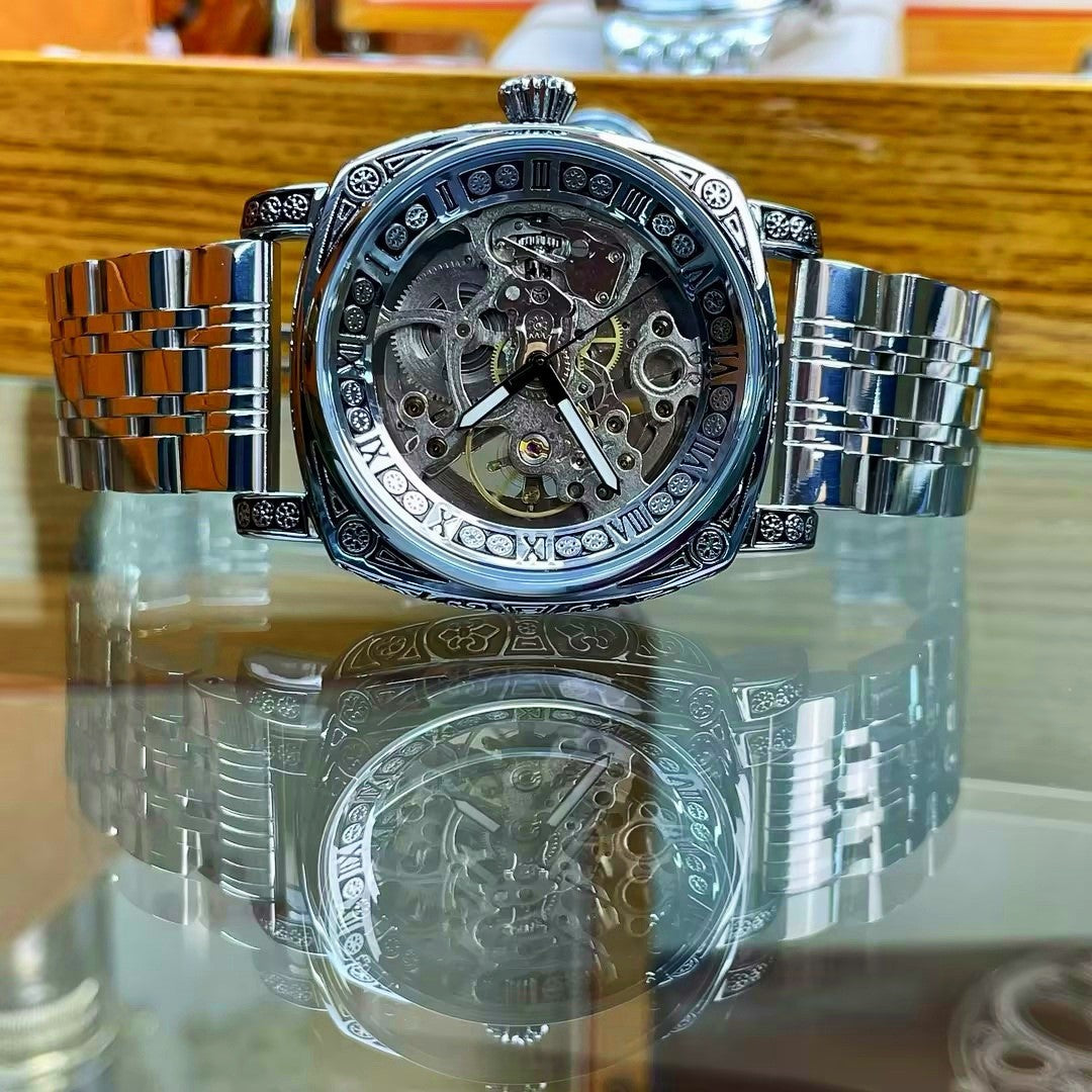 Relief-cut Hollowed-out Fully Automatic Mechanical Watch For Men