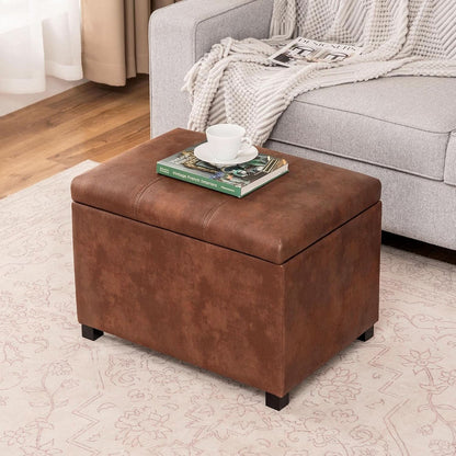 Leather Storage Ottoman Bench 24 Inches Rectangular