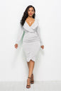 Sexy V-neck Ruffled Long-sleeve Hip Dress Women Girl Fashion