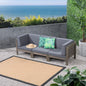 Contemporary 3-Piece Sofa Set with Water Resistant Cushions, Dark Grey, Acacia Wood Frame