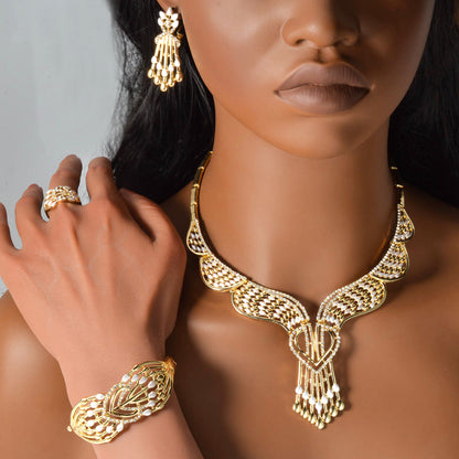 Copper Figaro Chain Jewelry Set with Necklace, Bracelet, Ring and Earrings