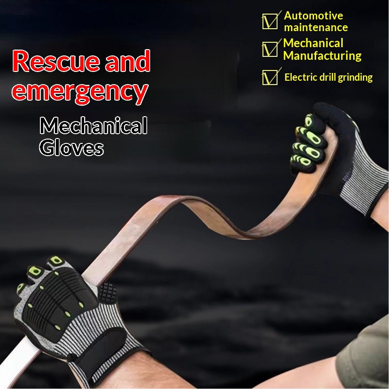 Heavy Duty TPR Impact Gloves - Cut Resistant Mechanics Work Gloves With Anti-Crush Finger Protection, Oil Resistant & Anti-Slip Grip For Construction  Rigging