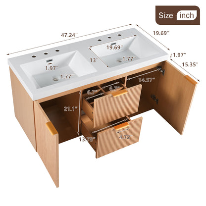 Modern 47.24 Inch Double Sink Bathroom Vanity with SMC Top, MDF Cabinet