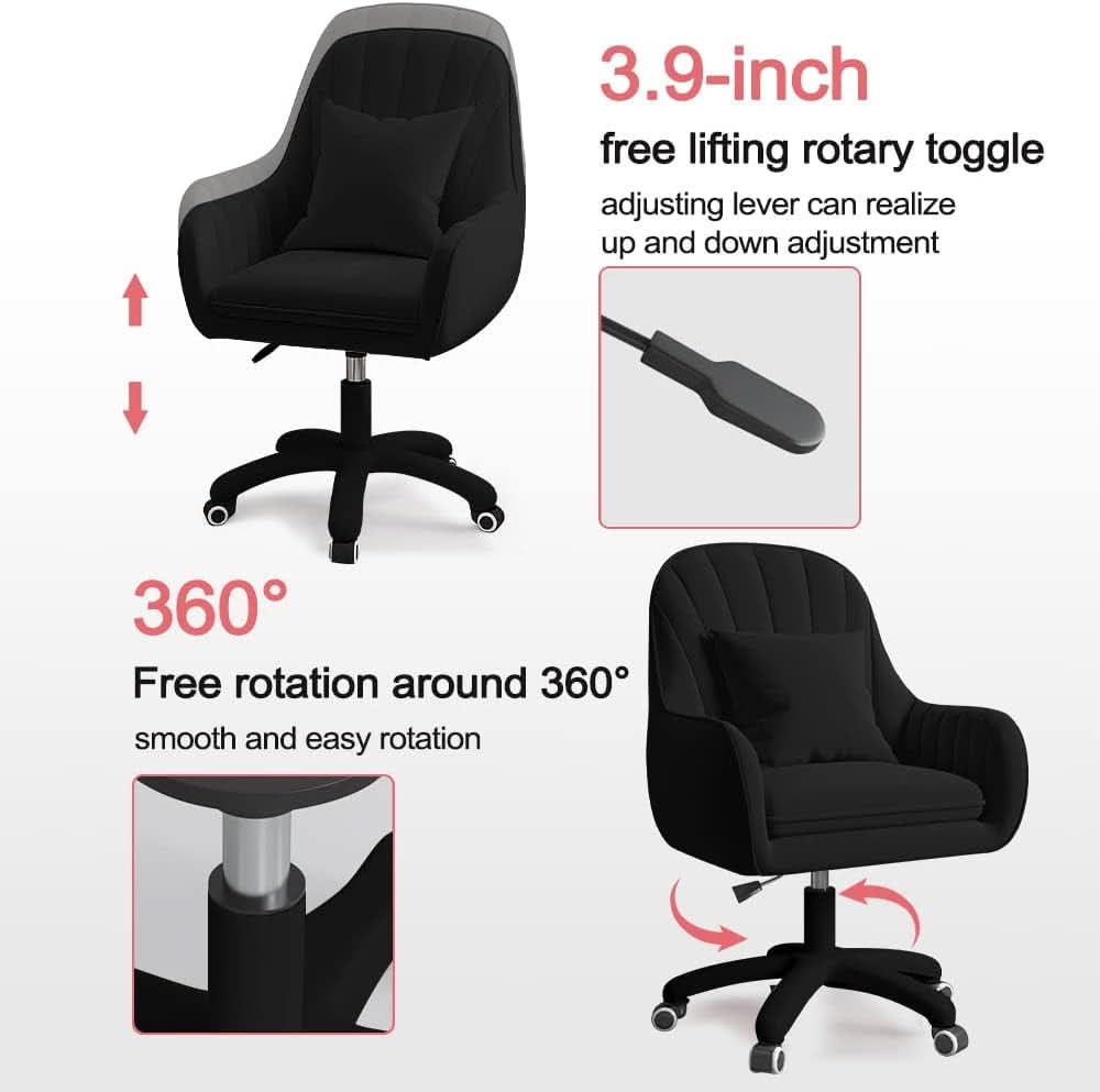 Velvet Home Office Chair Height Adjustable For Desk Use