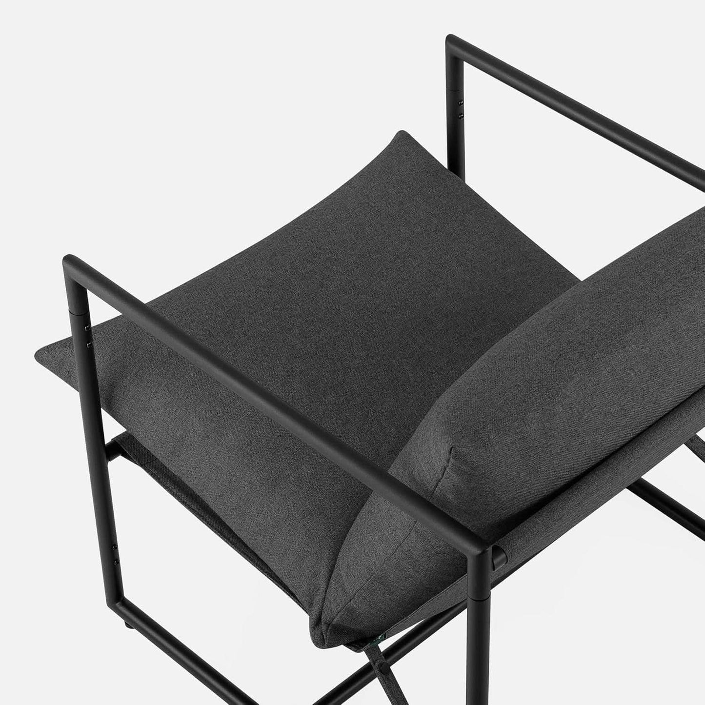 Aidan Sling Chair Dark Grey Metal Frame Shredded Foam