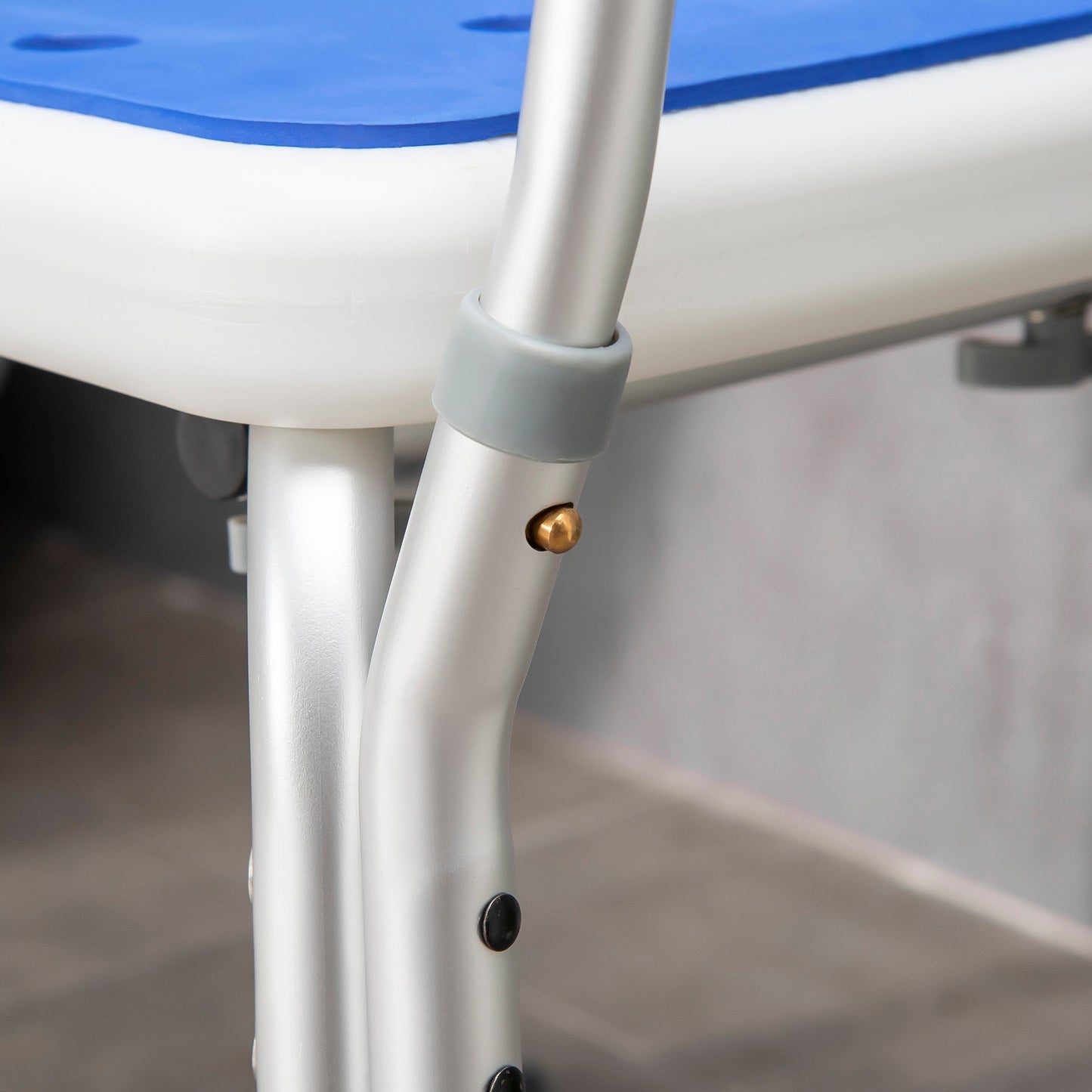 Shower Chair EVA Padded Back Arms Aluminum 299 LB 6-Level Adjustable Blue