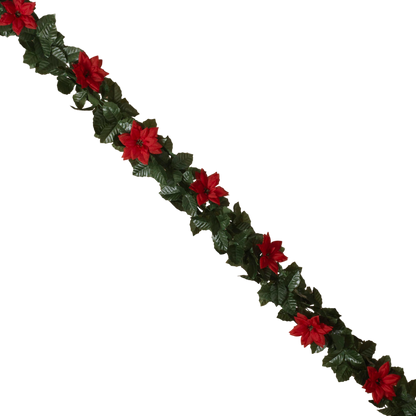 Poinsettia and Holly 20" Chain Garland -