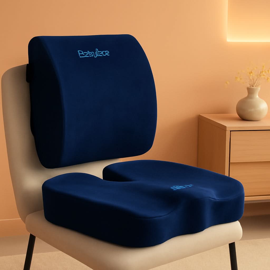 Blue Memory Foam Seat Cushion For Office Chair Lumbar