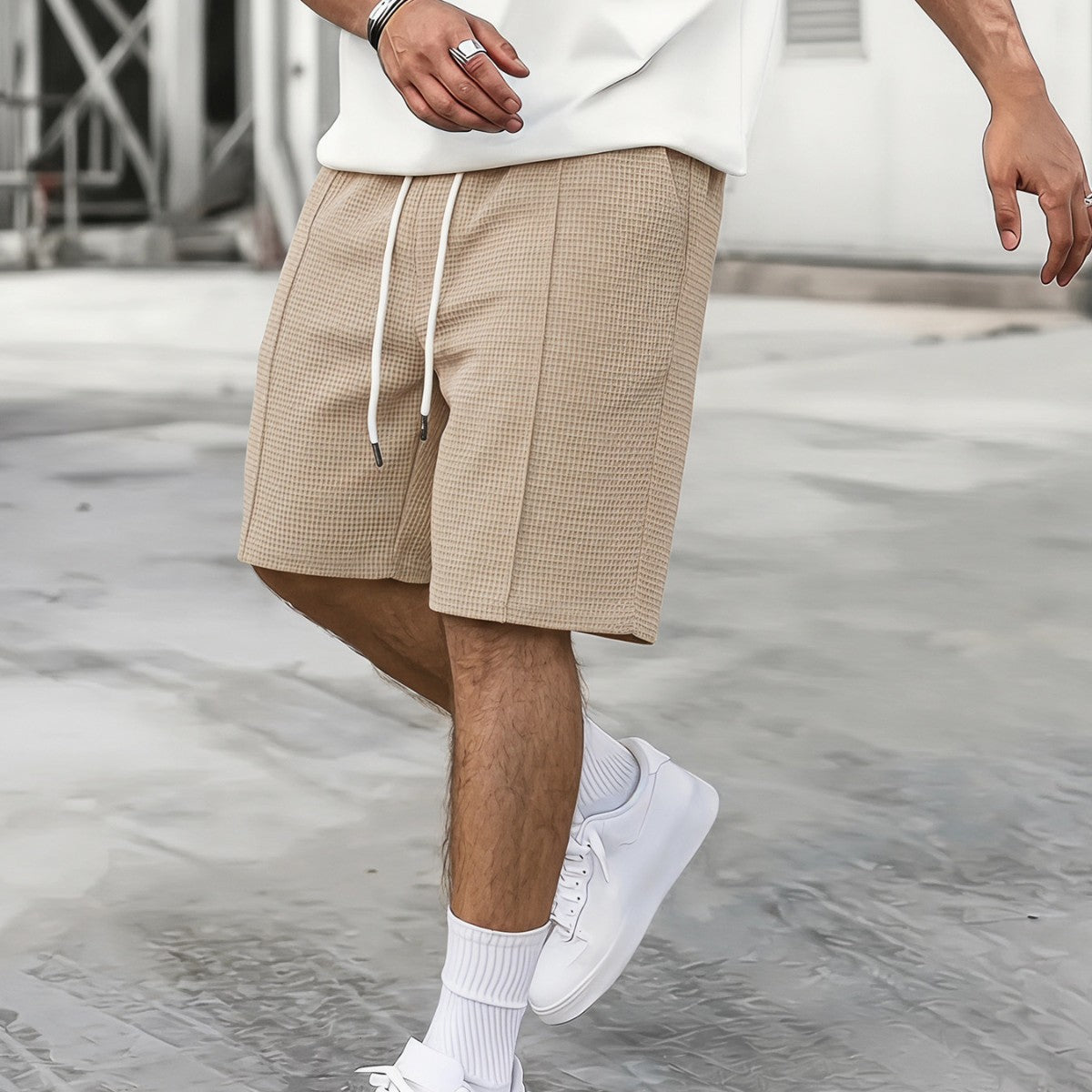 Mens Drawstring Loose-fit Athletic Shorts