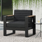 Outdoor Club Chair Aluminum Black Slat Design Water-Resistant 32x27.5x24.75 In