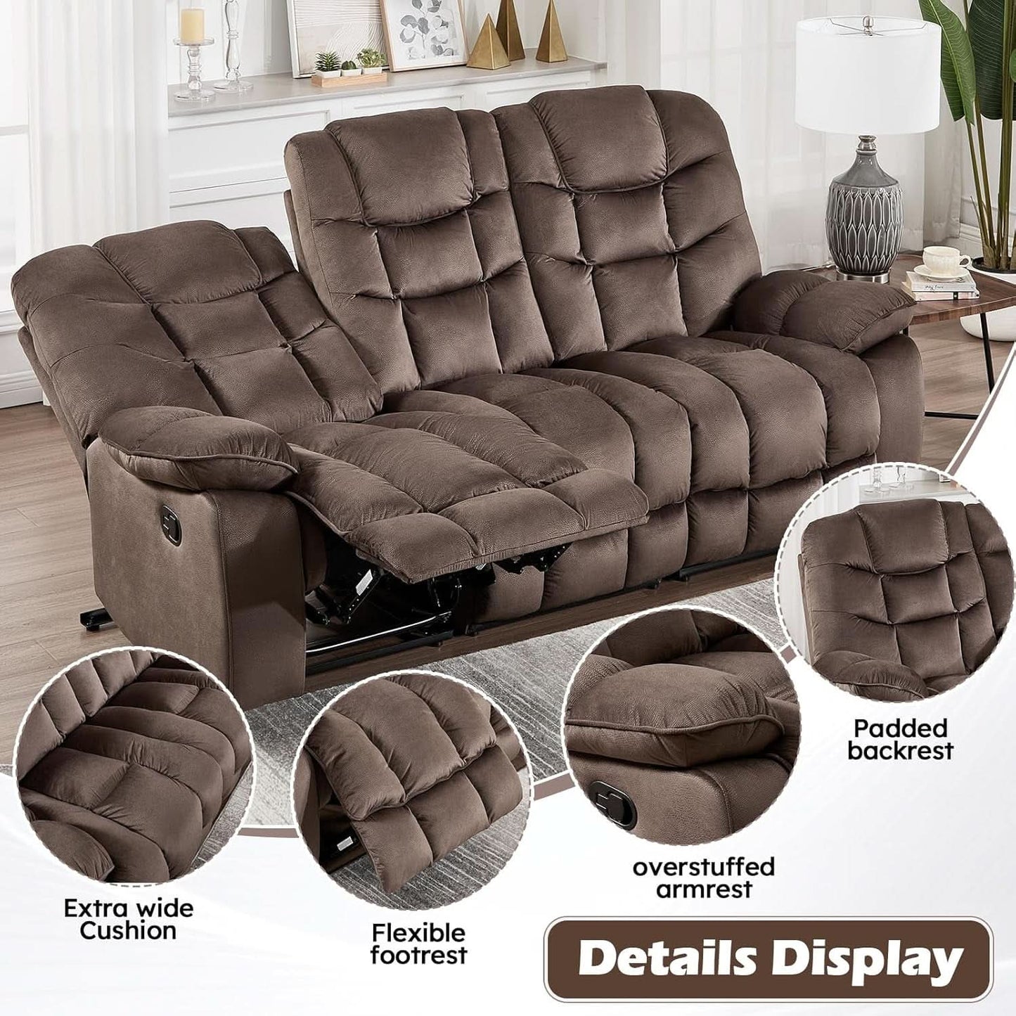 Brown 2 Piece Power Recliner Set With Massage And Heat