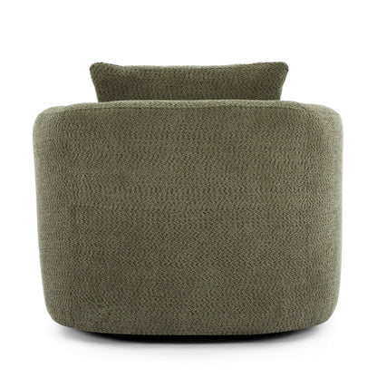 Accent Chair Swivel Barrel Chenille Green 360 Degree Pocket Spring 38 In
