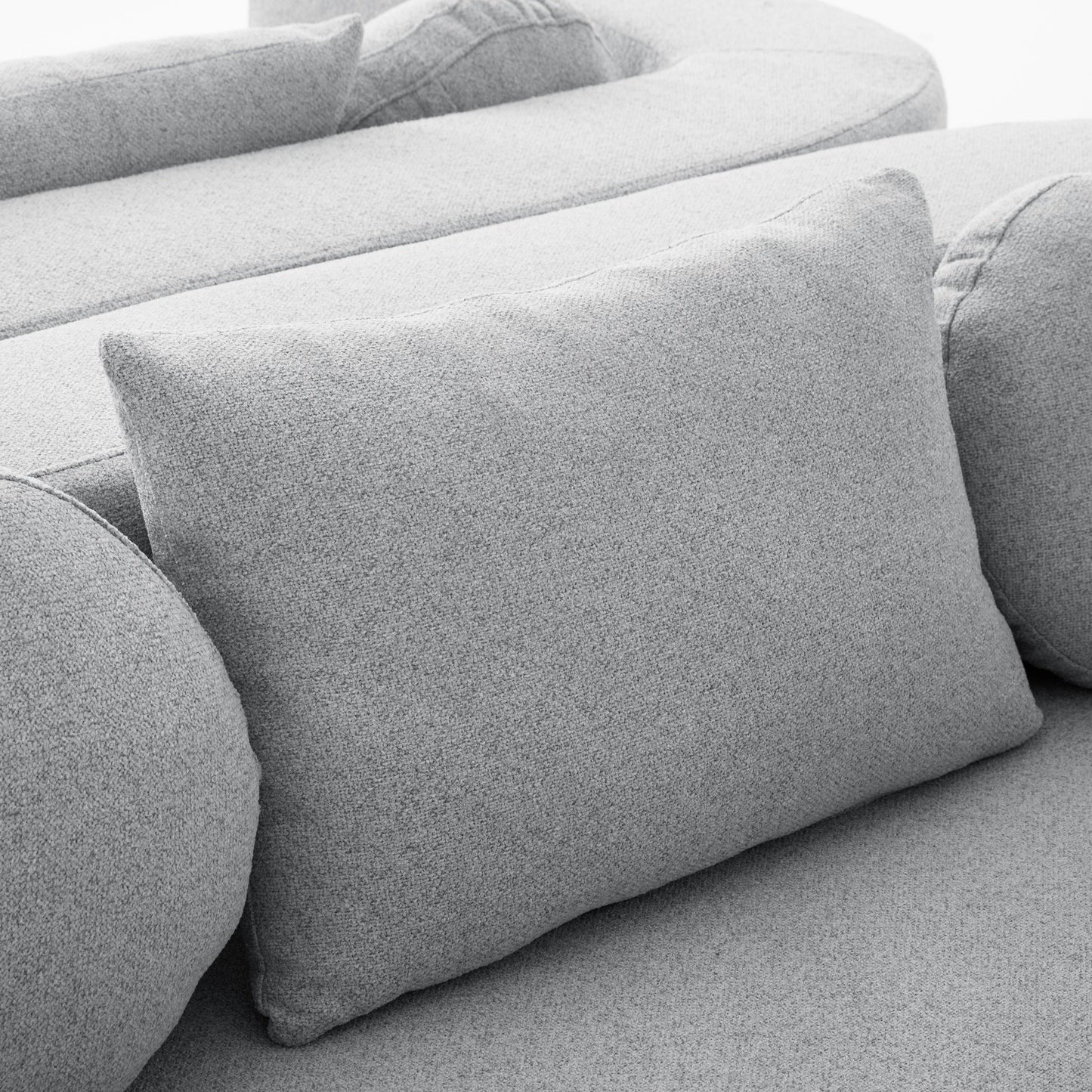 Sectional Sofa U-Shape Modular Boucle Gray 6-Seat Deep Seating 114.9x64.5 In
