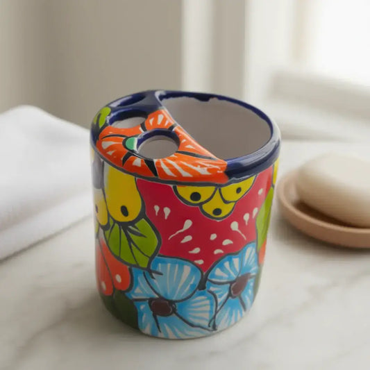Colorful Talavera Toothbrush Holder | Mexican Ceramic Art