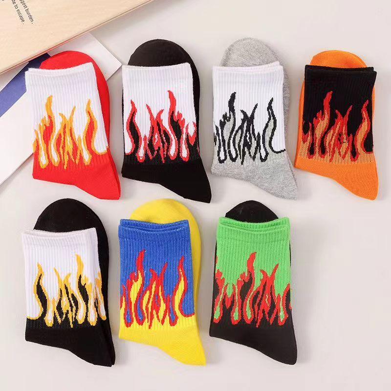 Best-selling Street-style Influencer Fashion Brand Flame-patterned Mid-calf Socks