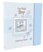 Christian Art Gifts Boy Baby Book of Memories Blue Keepsake Photo Album Our Baby Boy Memory Book Baby Book with Bible Verses, the First Year - Hardcover