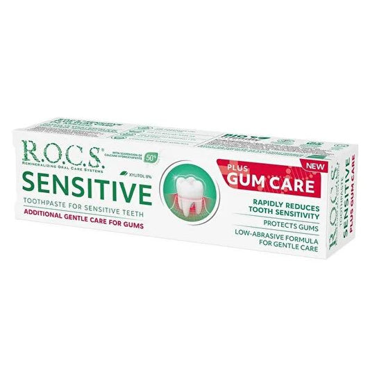Rocs Sensitive Toothpaste with Gum Care, Fluoride-Free & SLS-Free - Gentle on Sensitive Teeth, Strengthens Enamel