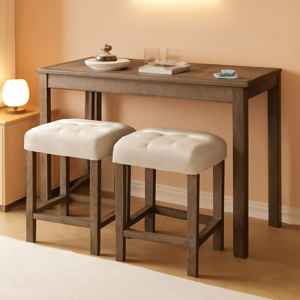 Sophisticated Walnut Finish Counter Height Bar Table