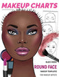 Makeup Charts - Face Charts for Makeup Artists: Black Model - ROUND face shape - Paperback