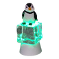 Penguin Sitting on Color-changing Lighted Icecube -