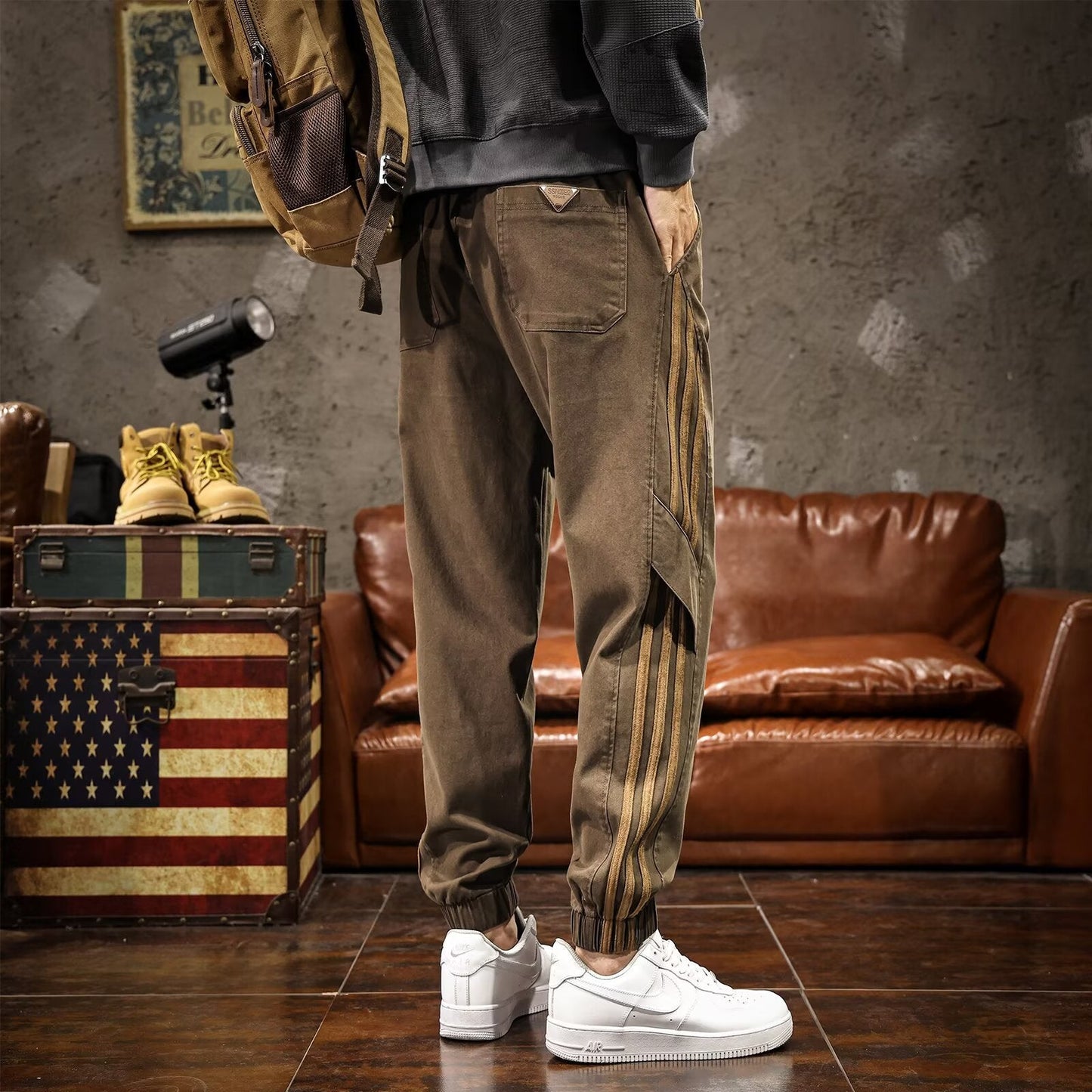 Mens Loose Fit Trendy AnkleTightening Pants