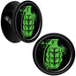 Black Acrylic Green Grenade Saddle Plug Set 9/16