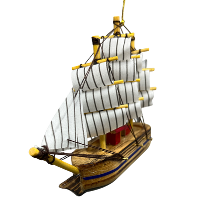 Schooner Brown Boat Ornament