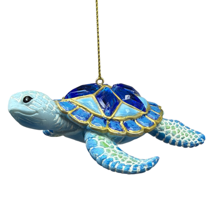 Sea Turtle with Dark Blue Gems Ornament