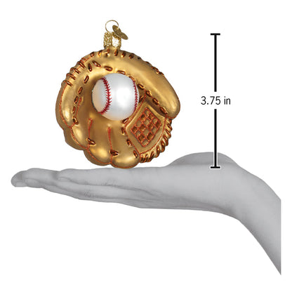 Baseball Mitt Glass Ornament