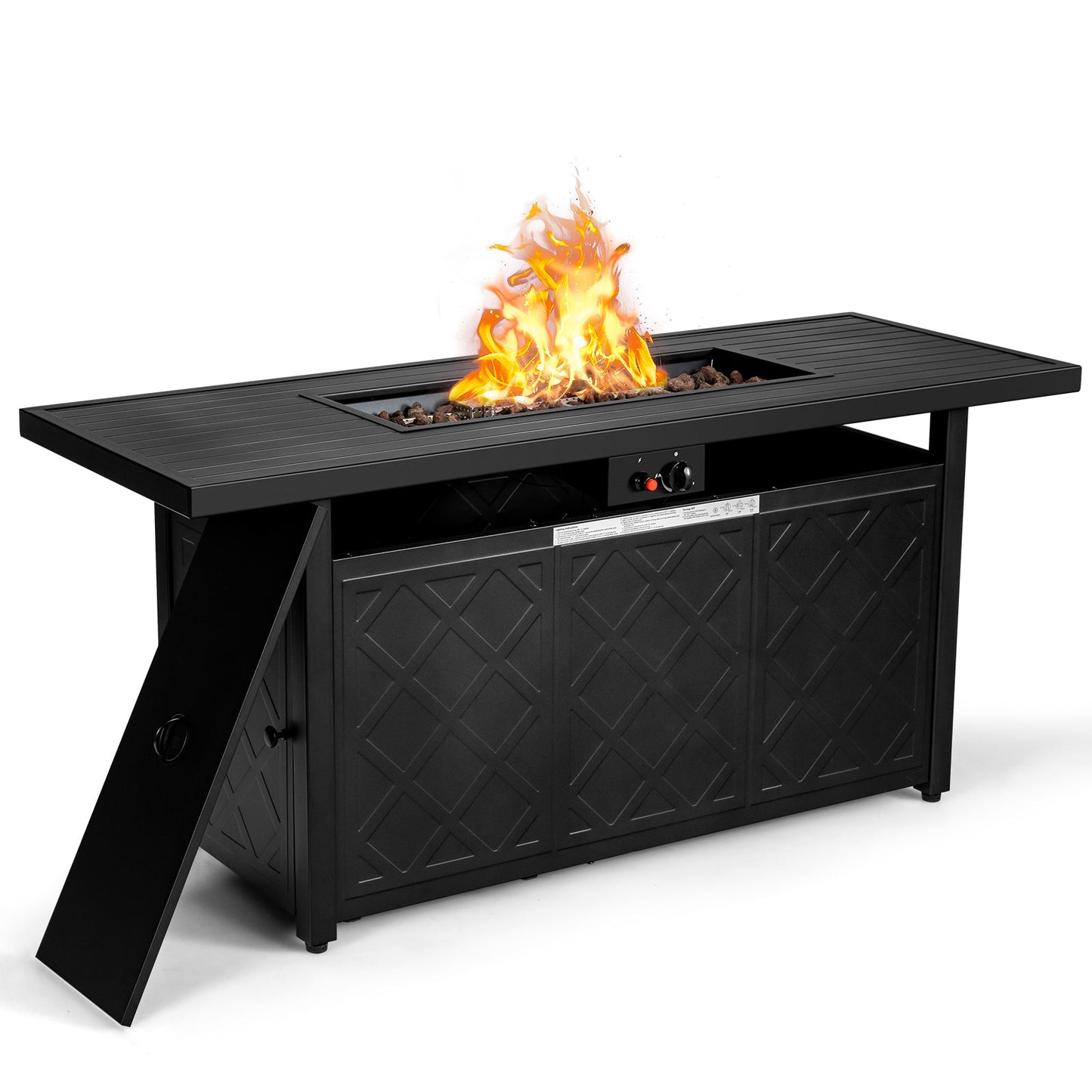 57 Inch 50 000 BTU Rectangular Propane Outdoor Fire Pit Table
