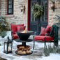 Outdoor Iron Pedestal Fire Bowl and Log Holder