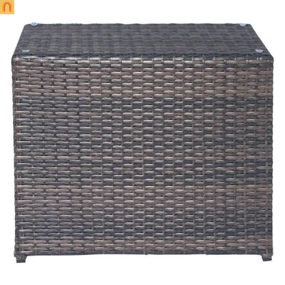 Fire Pit Table Glass Top Wicker Brown Rectangular 33x22in