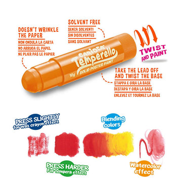 Carioca Temperello Stick Coloring Pens Set - 6 Pieces, Vibrant Coloring Tools for Kids