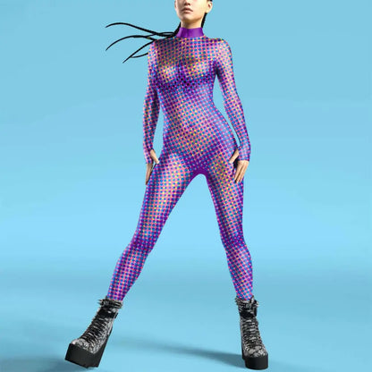 Flame Digital Printed Buttoned Hand Jumpsuit