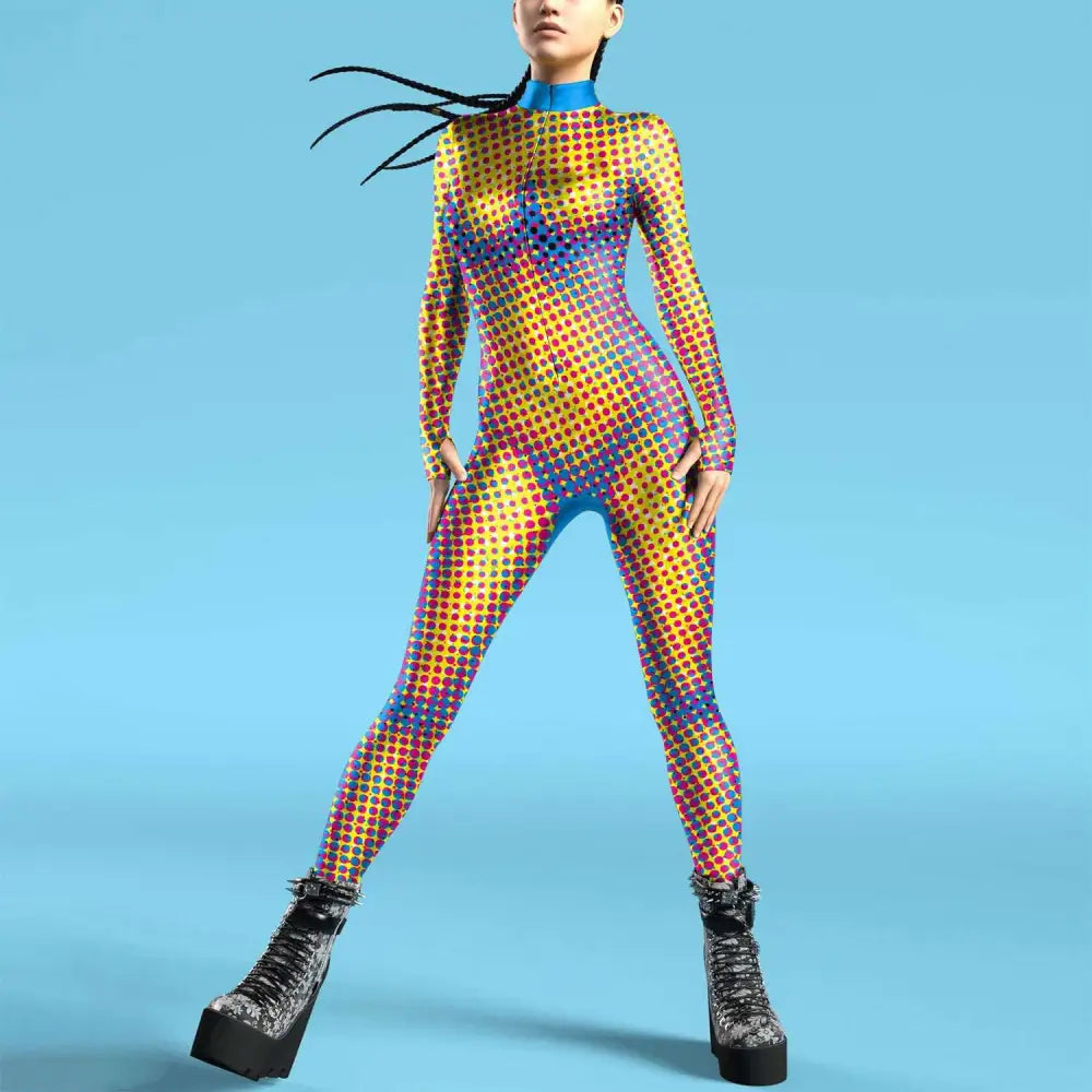 Flame Digital Printed Buttoned Hand Jumpsuit