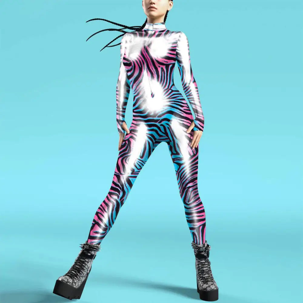 Flame Digital Printed Buttoned Hand Jumpsuit