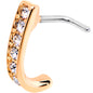 18G Clear CZ Rose Gold Tone Sleek Faux Hoop L Shaped Nose Ring