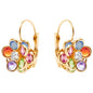 Flower Shaped Leverback Drop Earrings Made with Swarovski Crystals